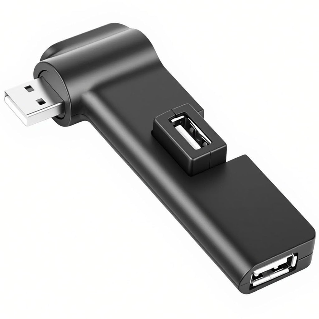 USB 2.0 Hub 4-Port 480Mbps, 90°/180° Rotatable, Plug & Play USB Splitter for Laptop, PC, Flash Drive, Keyboard, Mouse – Windows/Mac/Linux