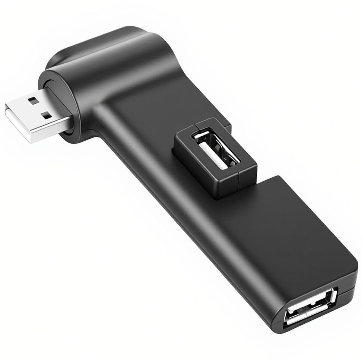 USB 2.0 Hub 4-Port 480Mbps, 90°/180° Rotatable, Plug & Play USB Splitter for Laptop, PC, Flash Drive, Keyboard, Mouse – Windows/Mac/Linux