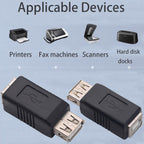 USB 2.0 Type A Female to Type B Female Adapter 480Mbps 2A Data Charging Coupler for Printer Scanner Fax Computer Laptop Hard Drive Camera