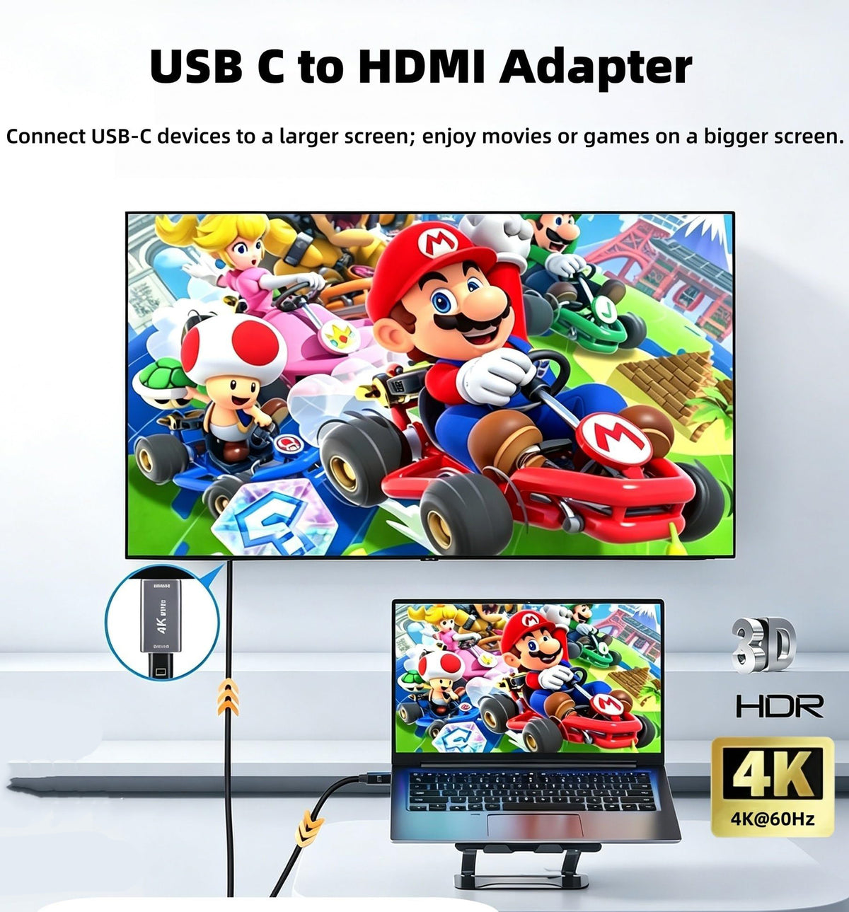 USB C Female to HDMI Compatible Male Adapter 4K 60Hz DP Alt Mode Thunderbolt 3 4 One Way Video Converter for iPhone 17 16 15 MacBook