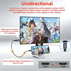 USB C Female to HDMI Compatible Male Adapter 4K 60Hz DP Alt Mode Thunderbolt 3 4 One Way Video Converter for iPhone 17 16 15 MacBook