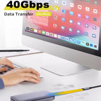 Short USB C Extension Cable 5 Inch 40Gbps FPC Flat Male to Female Cord 100W PD 8K 60Hz Video for Thunderbolt 4 3 Hub Dock External SSD MacBook iPad Phone