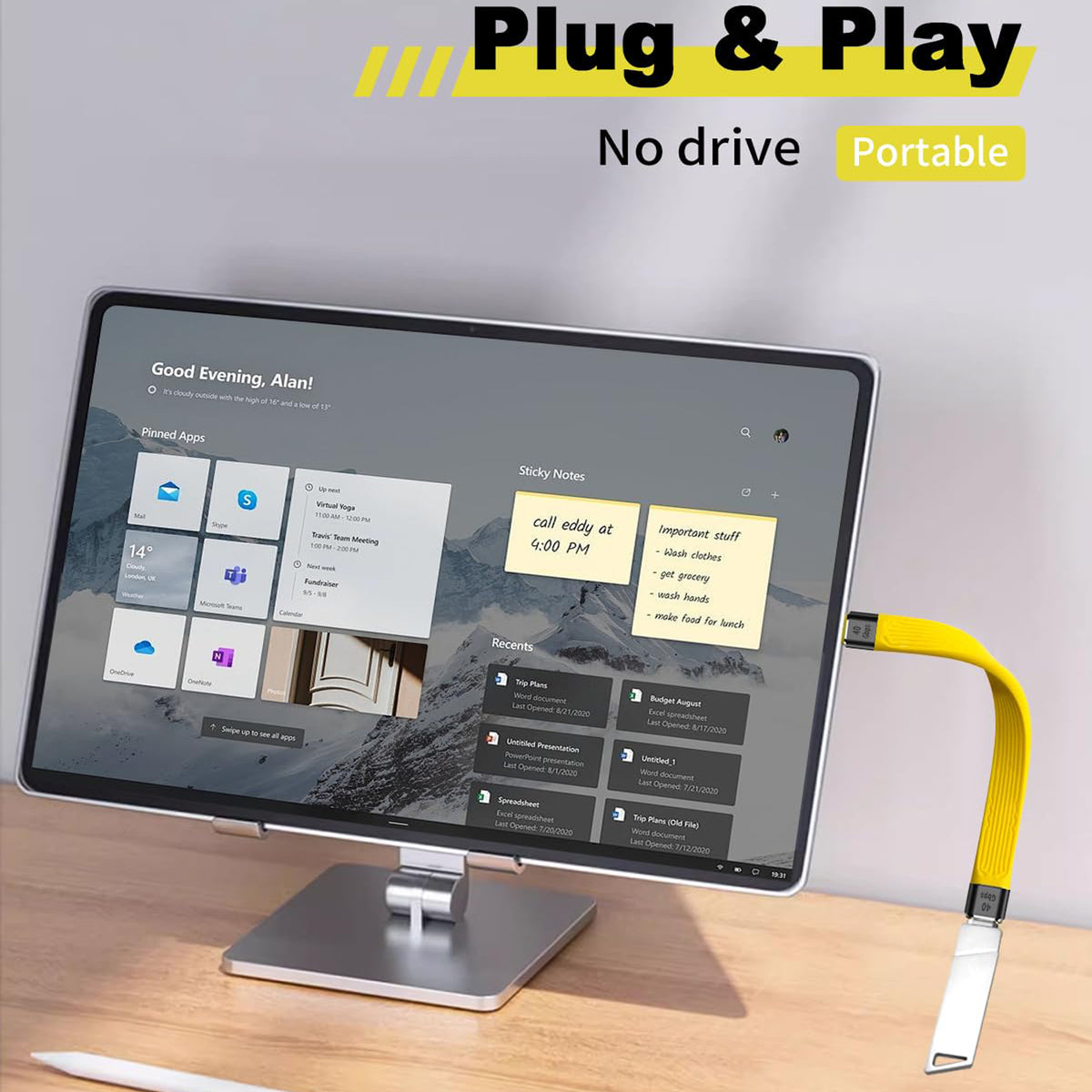 Short USB C Extension Cable 5 Inch 40Gbps FPC Flat Male to Female Cord 100W PD 8K 60Hz Video for Thunderbolt 4 3 Hub Dock External SSD MacBook iPad Phone