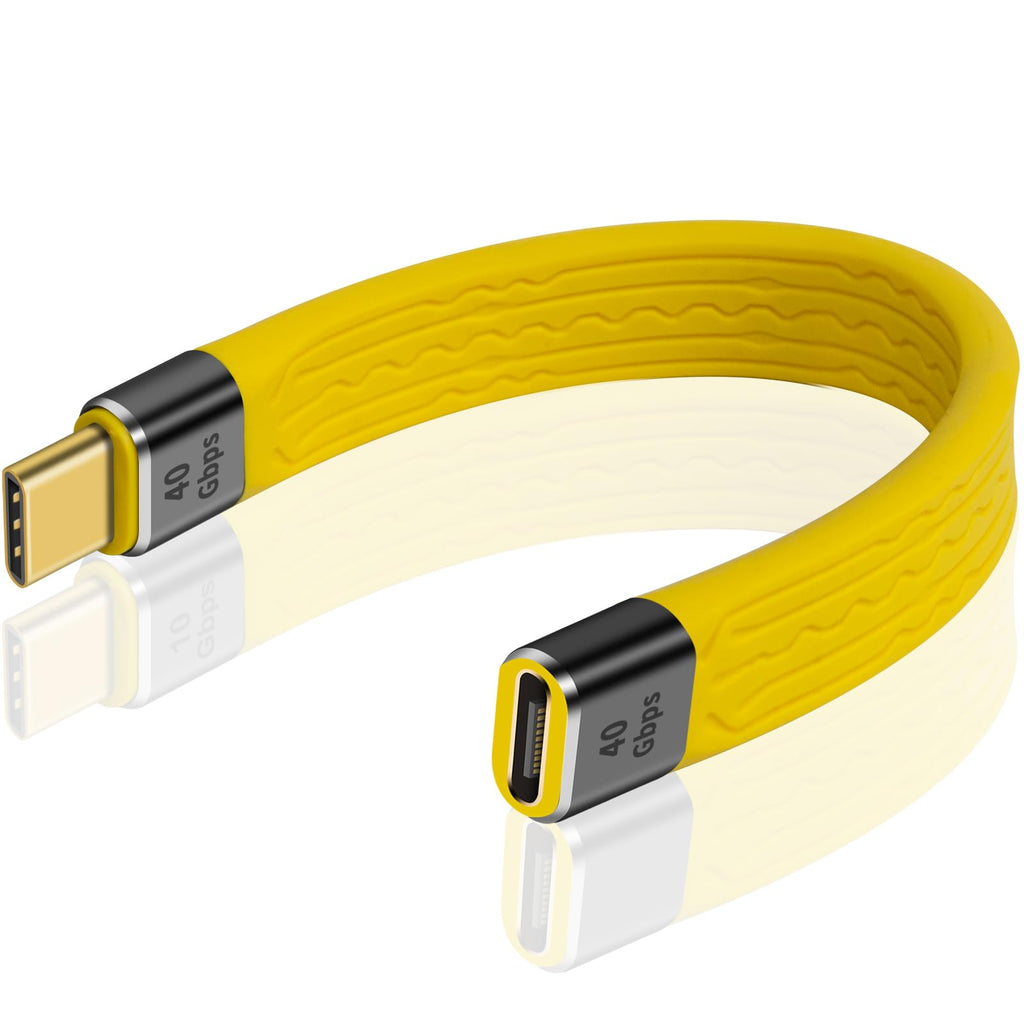 Short USB C Extension Cable 5 Inch 40Gbps FPC Flat Male to Female Cord 100W PD 8K 60Hz Video for Thunderbolt 4 3 Hub Dock External SSD MacBook iPad Phone
