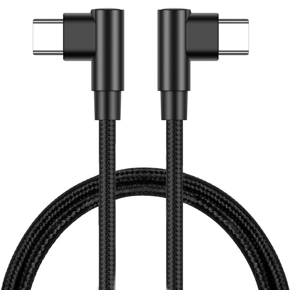 Dual 90 Degree USB C to USB C Cable 60W PD Fast Charging Right Angle Type C to Type C Braided Cord 480Mbps Data for Phone Tablet Laptop Steam Deck