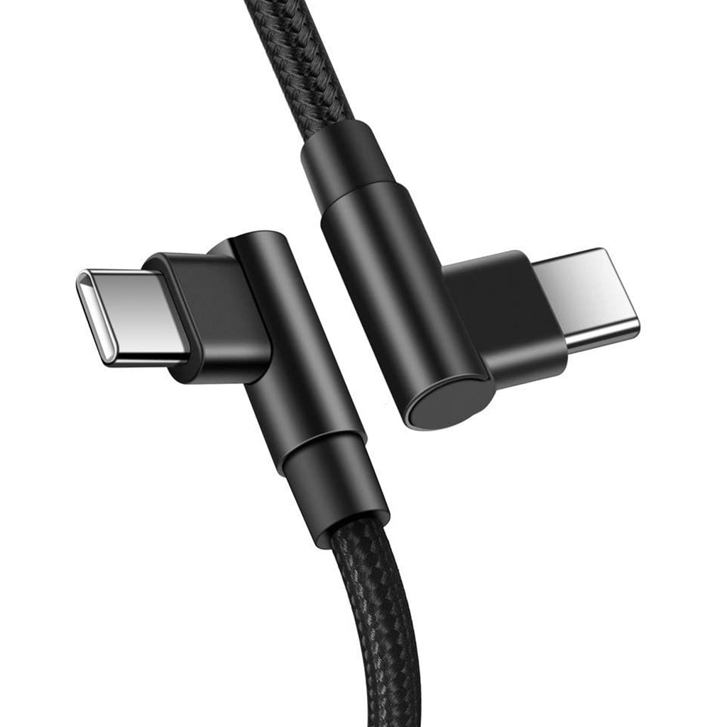 Dual 90 Degree USB C to USB C Cable 60W PD Fast Charging Right Angle Type C to Type C Braided Cord 480Mbps Data for Phone Tablet Laptop Steam Deck