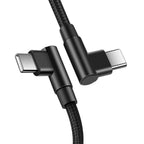 Dual 90 Degree USB C to USB C Cable 60W PD Fast Charging Right Angle Type C to Type C Braided Cord 480Mbps Data for Phone Tablet Laptop Steam Deck