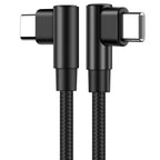 Dual 90 Degree USB C to USB C Cable 60W PD Fast Charging Right Angle Type C to Type C Braided Cord 480Mbps Data for Phone Tablet Laptop Steam Deck