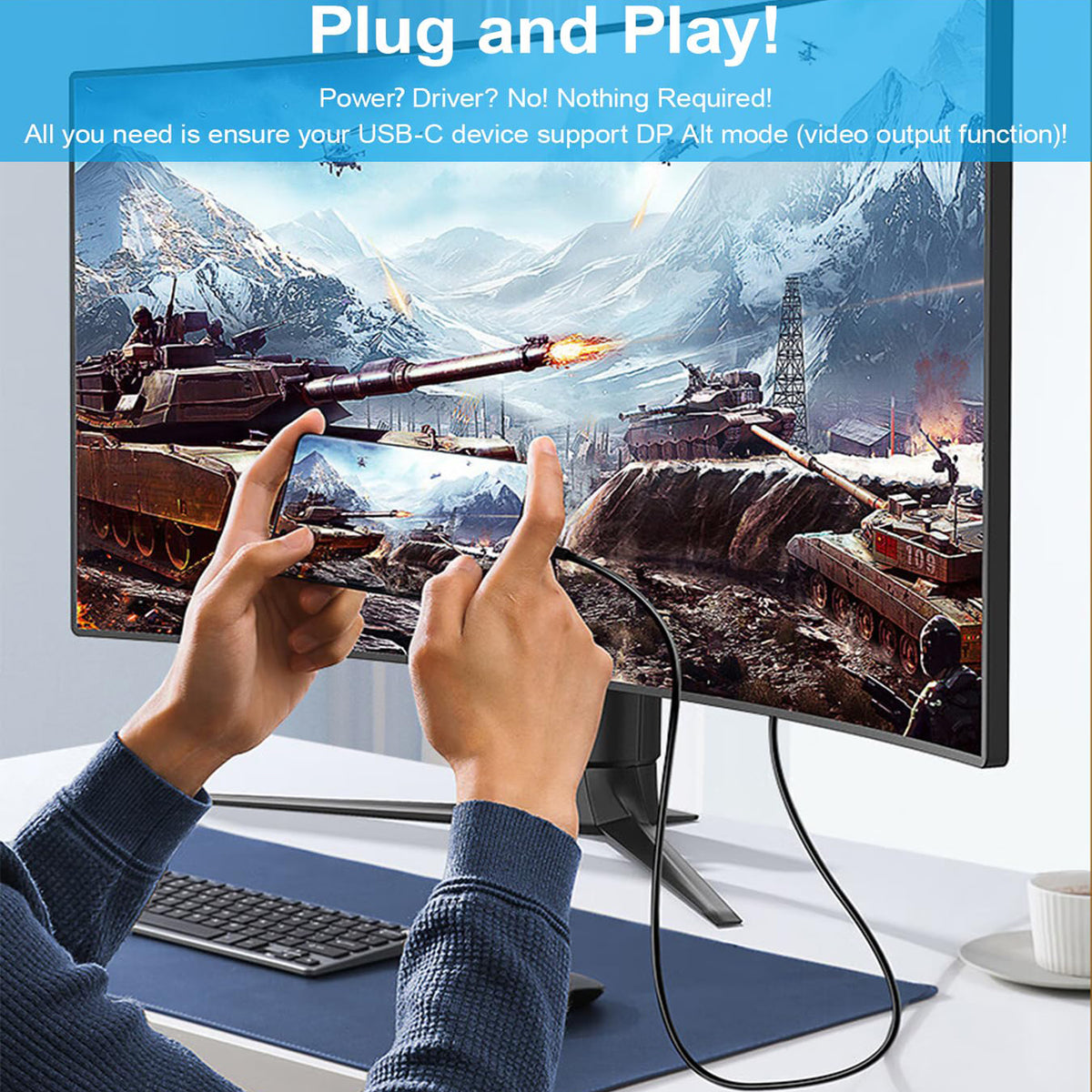 USB C to VGA Cable 1080P 60Hz Type C Male to VGA Male Video Cord for Monitor Projector MacBook Pro Dell XPS iPhone 15