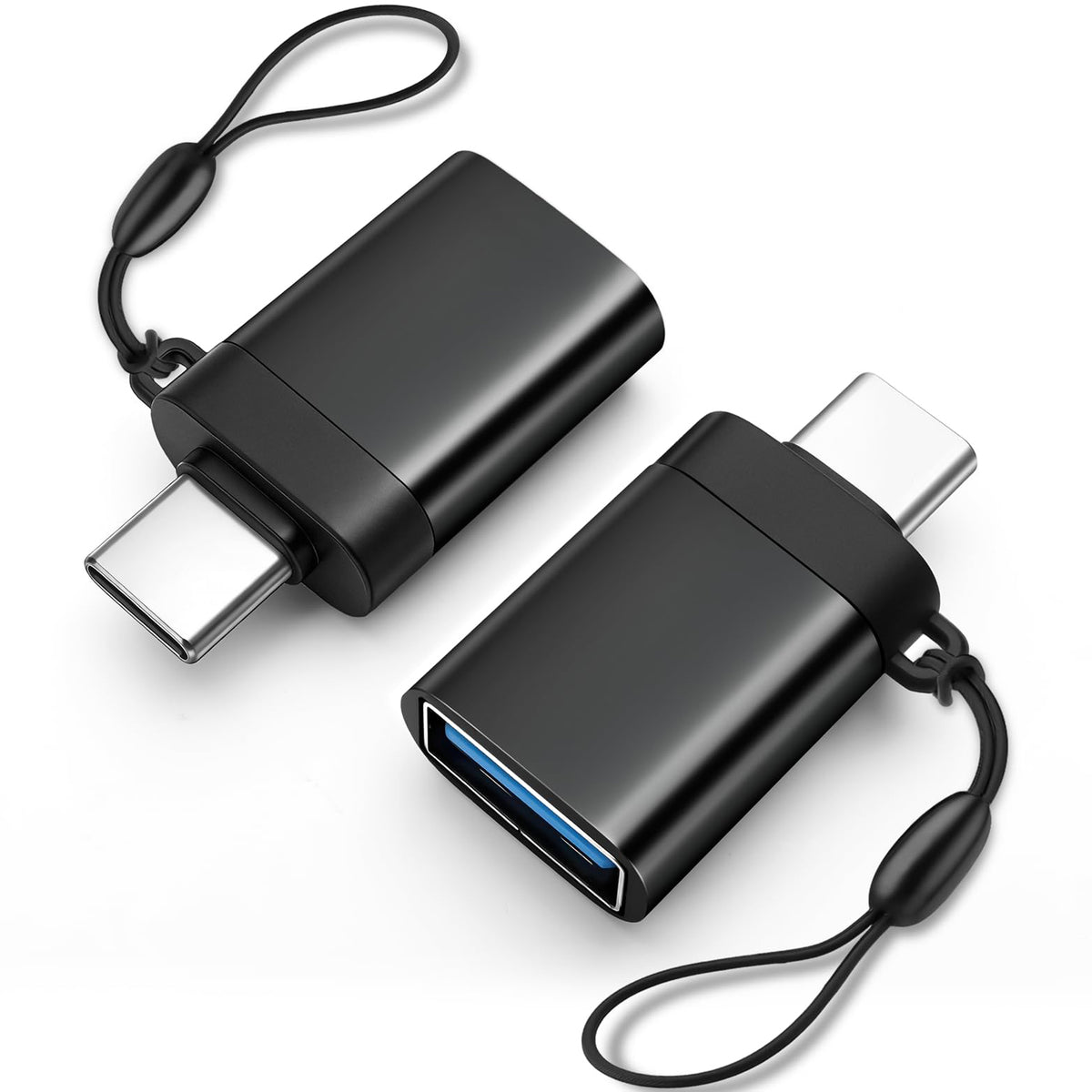 USB C Male to USB A Female Adapter USB 3.0 5Gbps OTG 5V 2A Charging Data Converter with Lanyard for Phone Tablet Laptop Mouse Keyboard Flash Drive