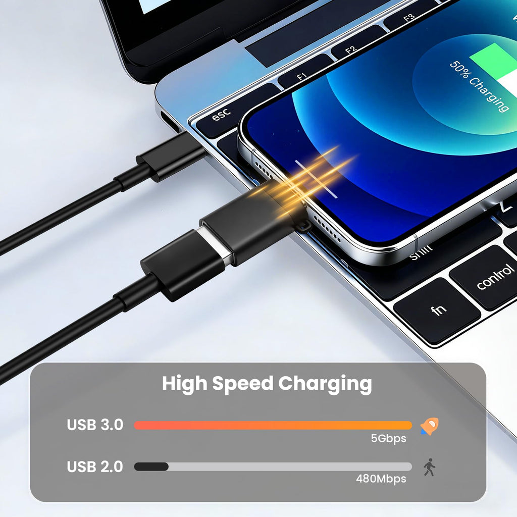 USB C Male to USB A Female Adapter USB 3.0 5Gbps OTG 5V 2A Charging Data Converter with Lanyard for Phone Tablet Laptop Mouse Keyboard Flash Drive