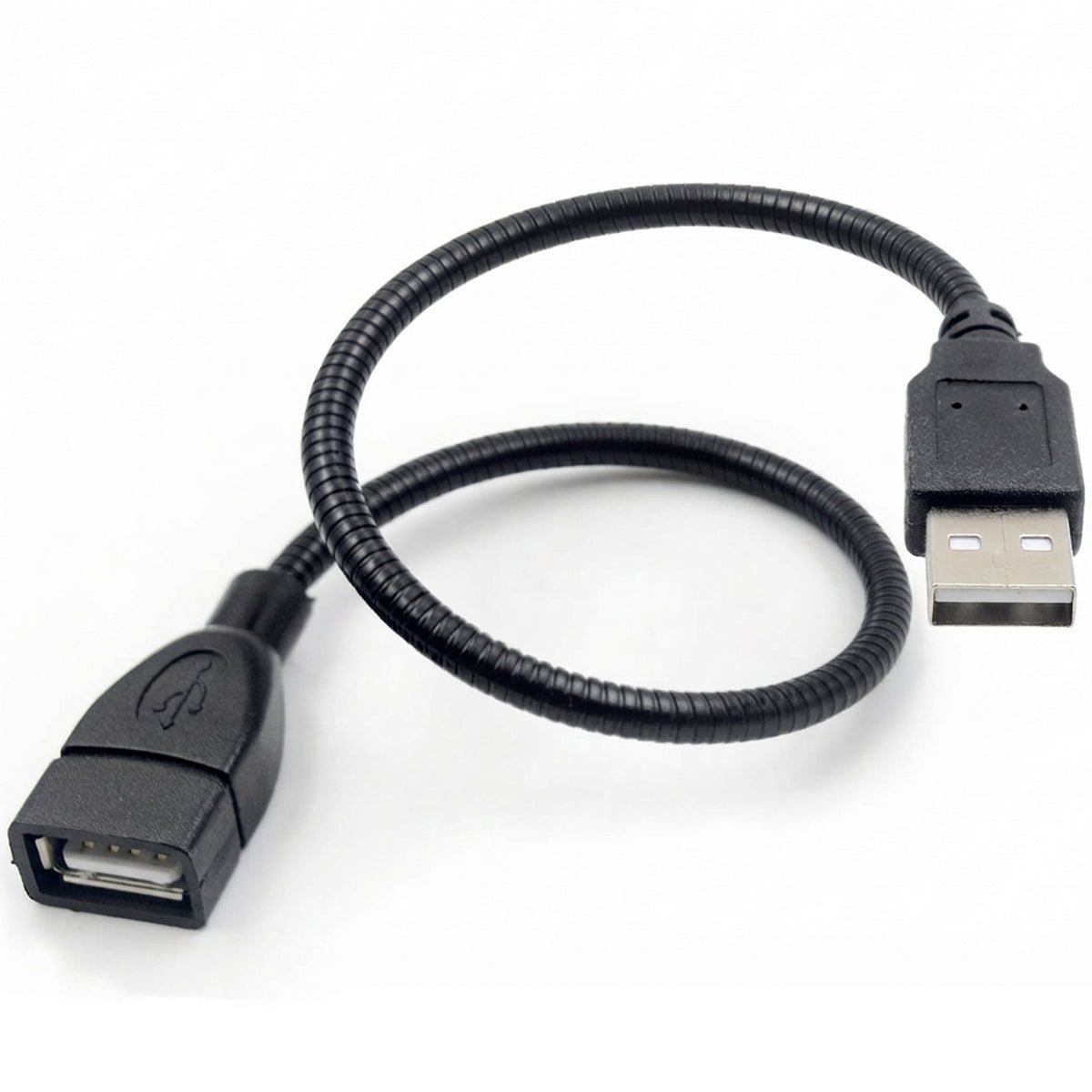 Flexible USB Gooseneck Extension Cable 1FT 30CM USB Type A Male to Female Bendable Metal Tube Stand Cord for Desk LED Lamp Fan Webcam Flash Drive PC