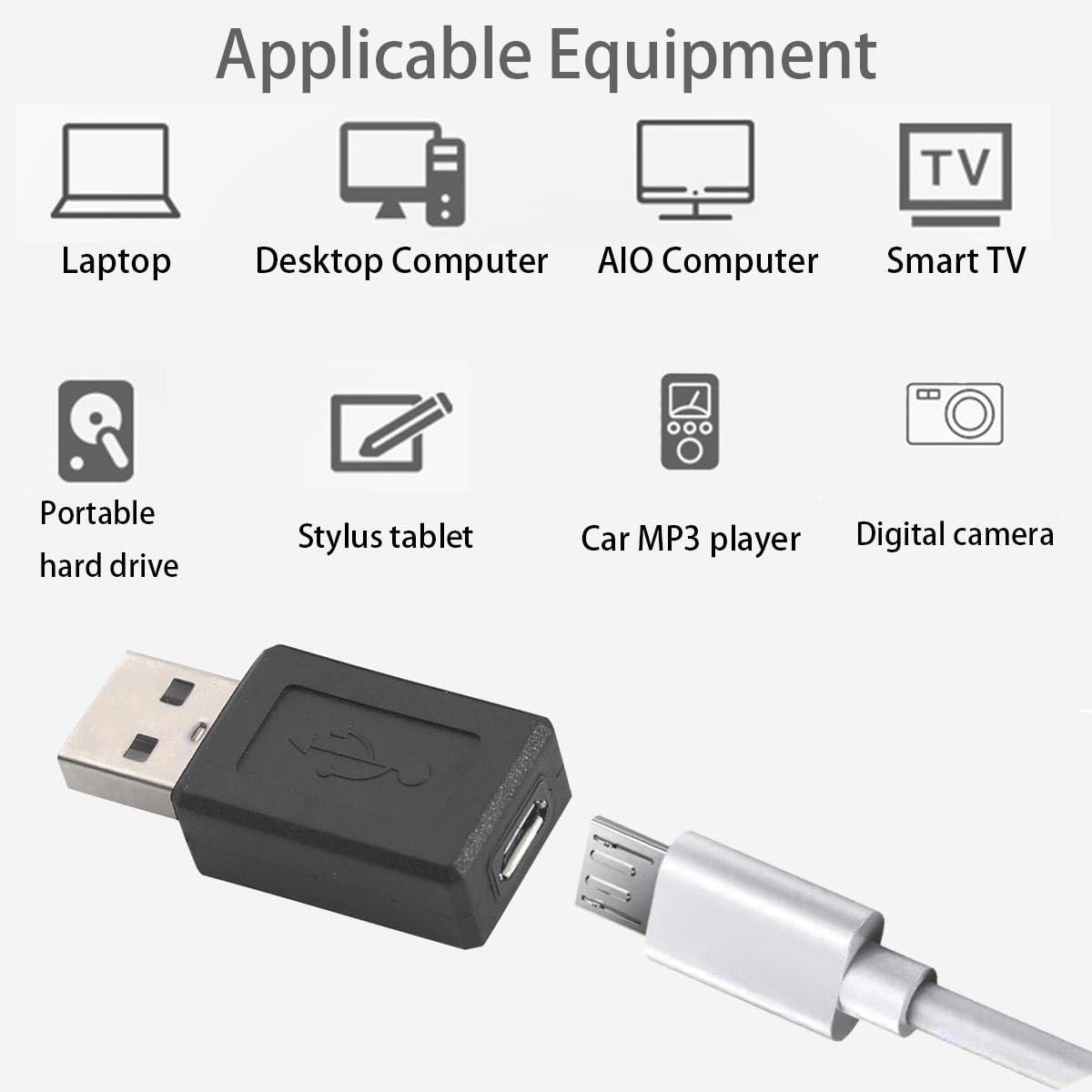 USB 2.0 Type A Male to Micro USB Female Adapter Converter 480Mbps