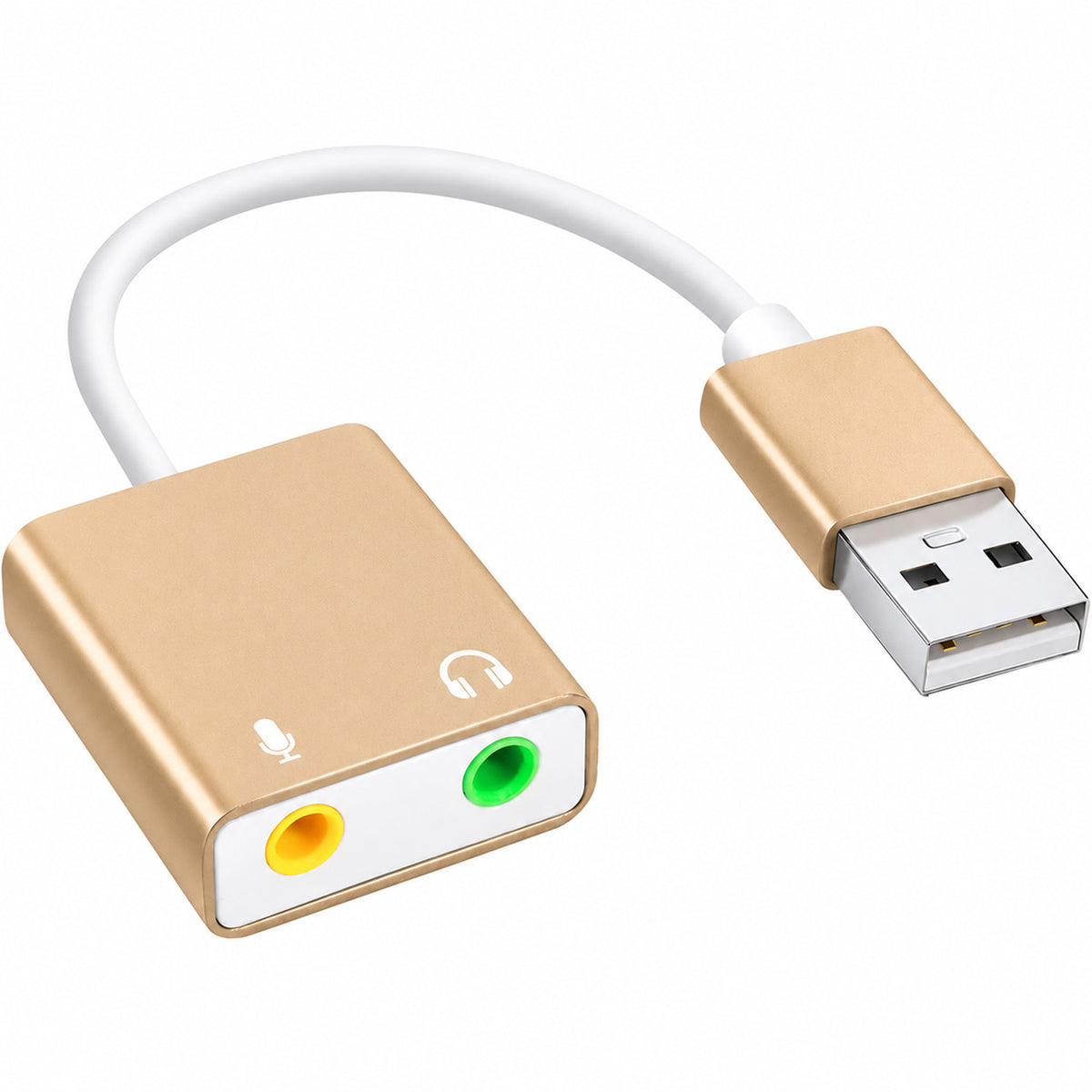 USB to 3.5mm Audio Adapter External Sound Card Aluminum Stereo Headphone Jack Microphone Splitter Converter for PC Laptop Desktop PS4 PS5 Mac Windows