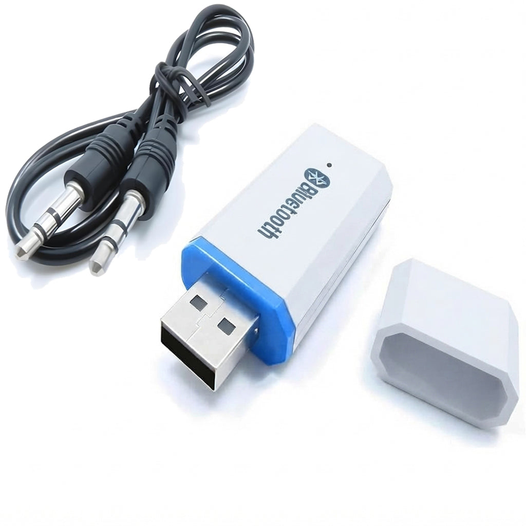 USB Bluetooth Audio Receiver Adapter Wireless 3.5mm AUX Dongle Music Receiver with 3.5mm Cable for Car Stereo Home Speaker Sound System iPhone iPad