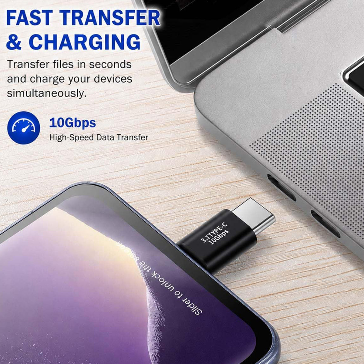 USB C Male to Male Adapter 10Gbps USB 3.1 Type C Male to Male Connector 5A 30V Fast Charging 4K Video for MacBook iPad Pro Galaxy Laptop Tablet Phone