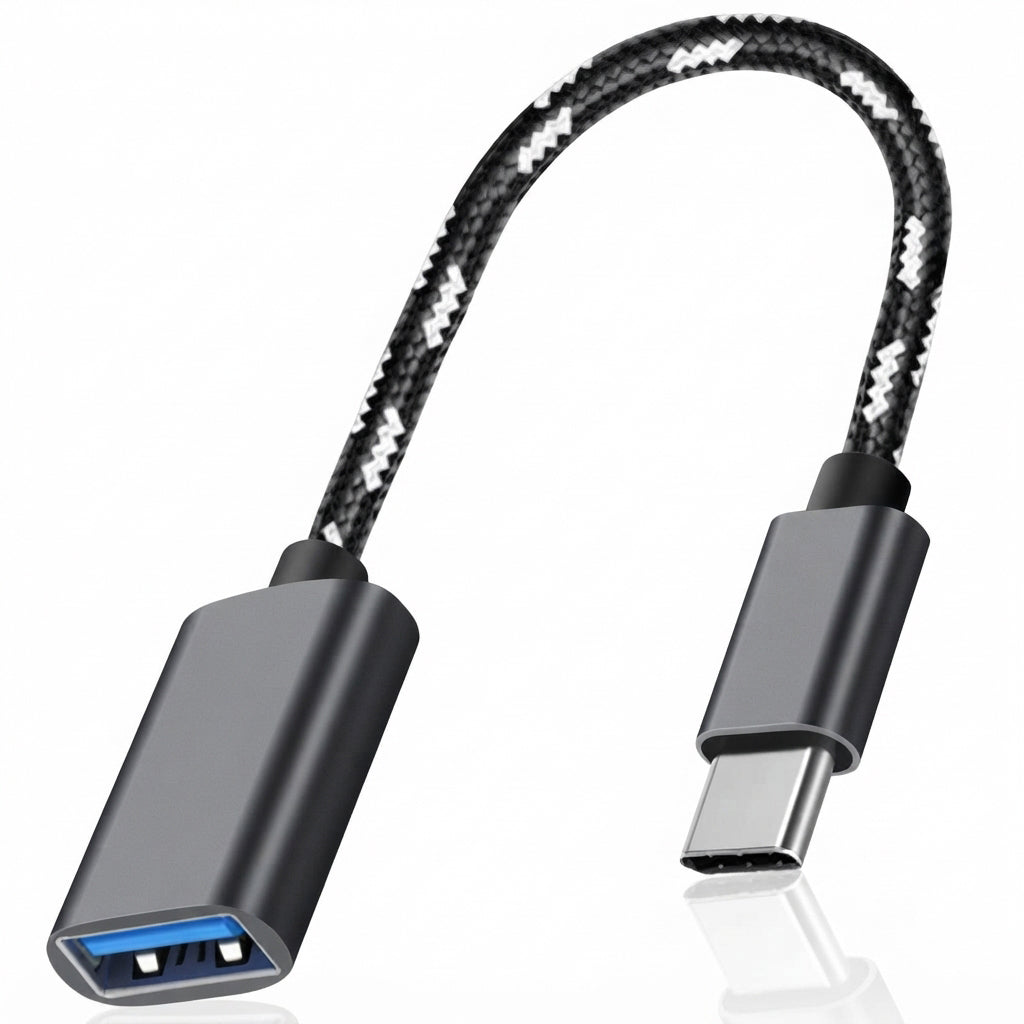 USB C to USB Adapter Aluminum Braided Type C Male to USB Female OTG Cable for iPhone 16 15 MacBook Samsung Galaxy Android Connect USB Drive Mouse Keyboard