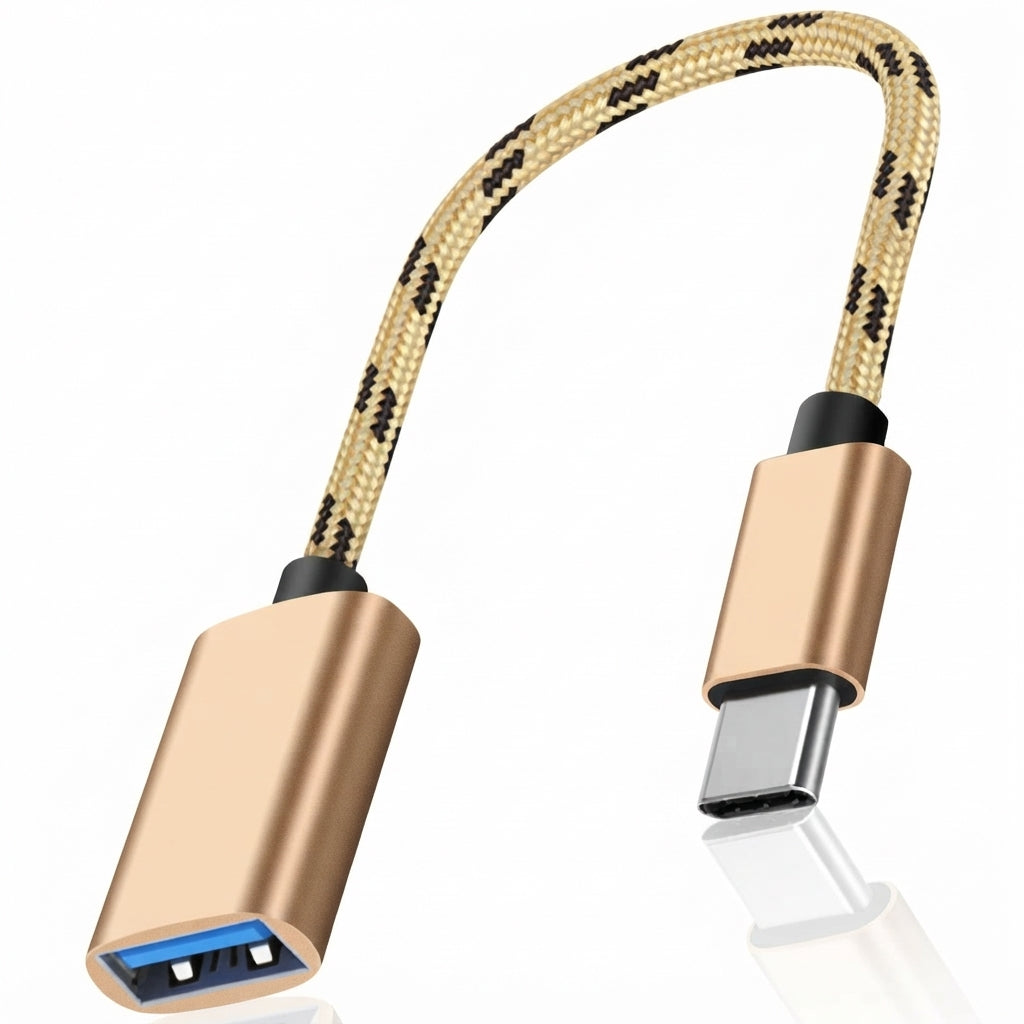 USB C to USB Adapter Aluminum Braided Type C Male to USB Female OTG Cable for iPhone 16 15 MacBook Samsung Galaxy Android Connect USB Drive Mouse Keyboard