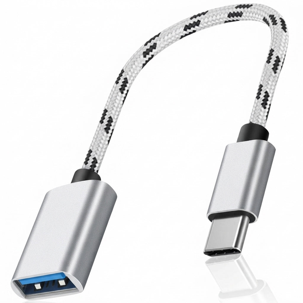 USB C to USB Adapter Aluminum Braided Type C Male to USB Female OTG Cable for iPhone 16 15 MacBook Samsung Galaxy Android Connect USB Drive Mouse Keyboard