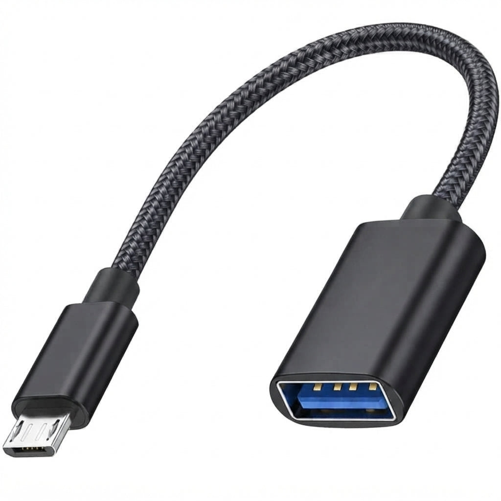 Micro USB 2.0 Male to USB A Female OTG Adapter Cable 21cm Nylon Braided for Flash Drive Mouse Keyboard