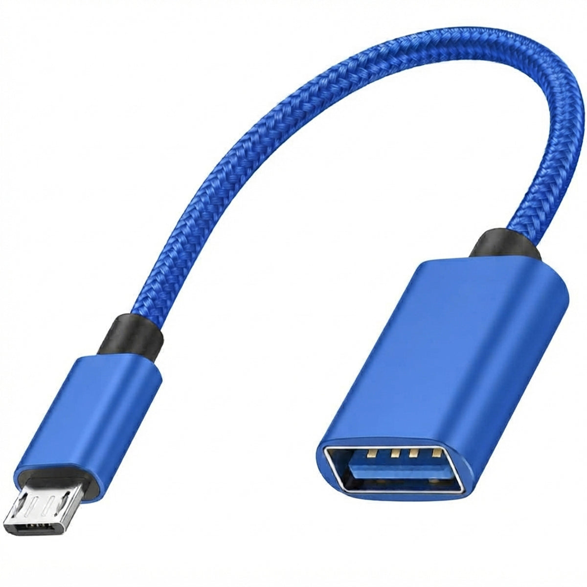 Micro USB 2.0 Male to USB A Female OTG Adapter Cable 21cm Nylon Braided for Flash Drive Mouse Keyboard