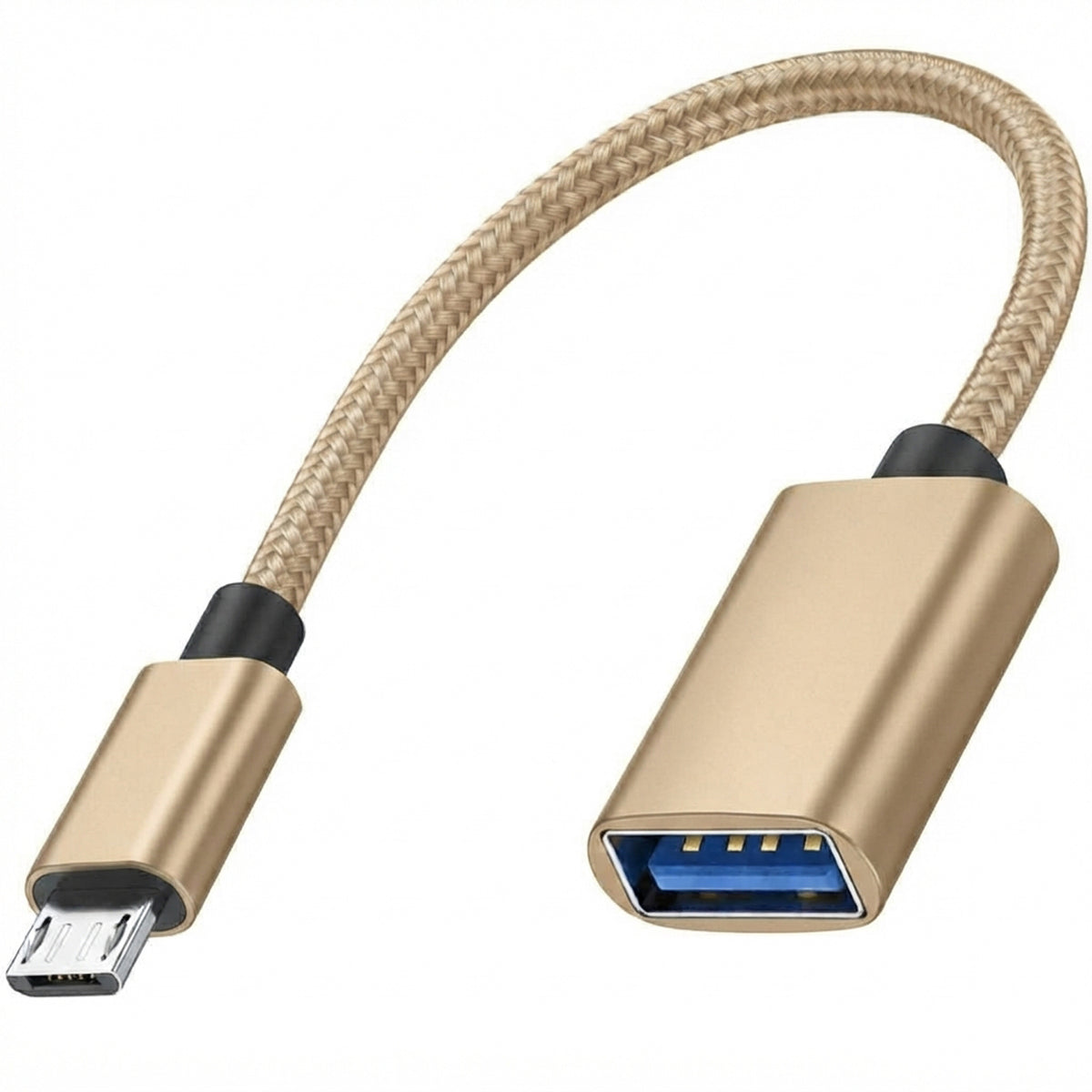 Micro USB 2.0 Male to USB A Female OTG Adapter Cable 21cm Nylon Braided for Flash Drive Mouse Keyboard