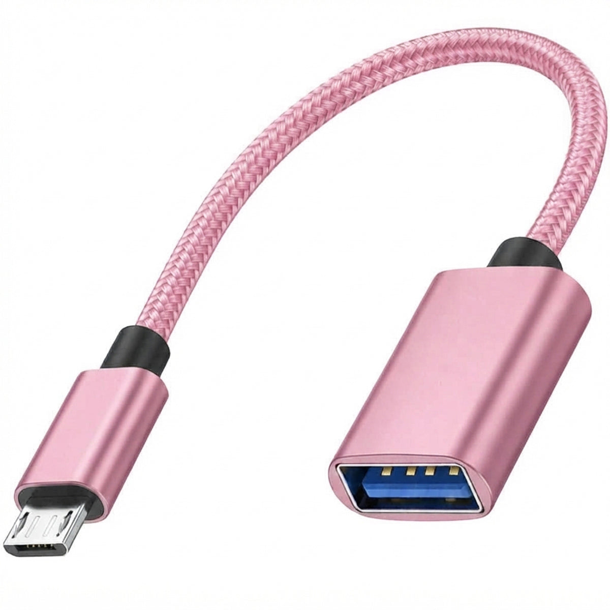 Micro USB 2.0 Male to USB A Female OTG Adapter Cable 21cm Nylon Braided for Flash Drive Mouse Keyboard