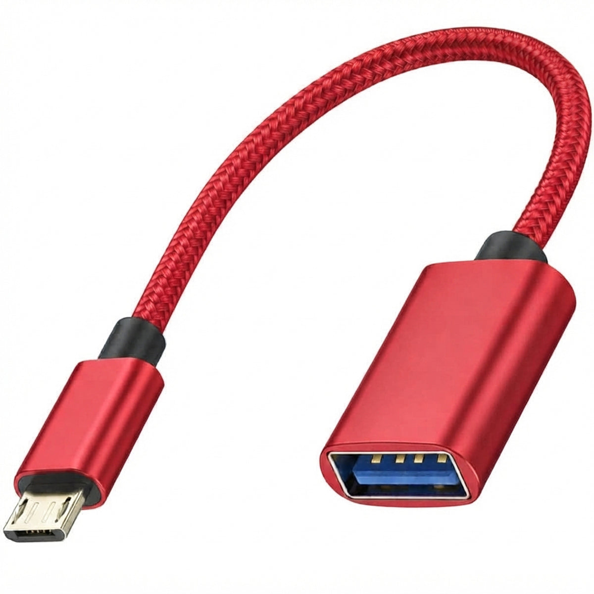 Micro USB 2.0 Male to USB A Female OTG Adapter Cable 21cm Nylon Braided for Flash Drive Mouse Keyboard