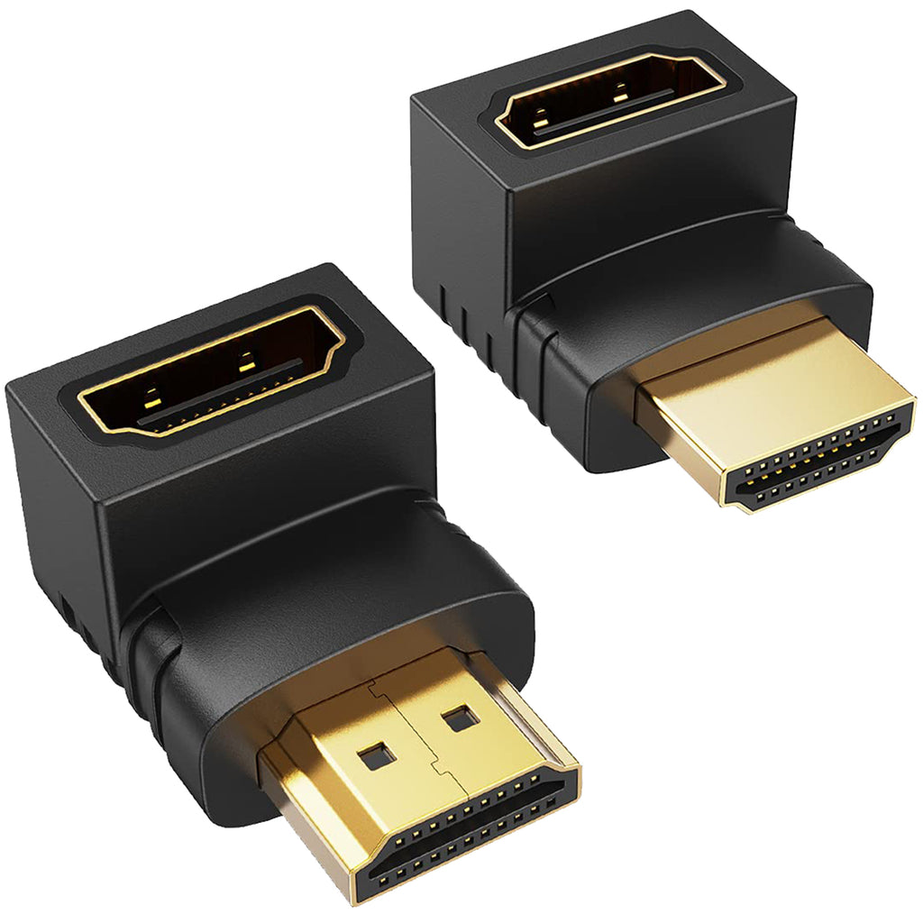 90 & 270 Degree Upward Angle Adapter Compatible with HDMI, Male to Female L Shape Flat Extender for Wall TV, Roku, PS5, Fire Stick, Chromecast, Switch, Laptop, Xbox, PC