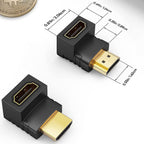 90 & 270 Degree Upward Angle Adapter Compatible with HDMI, Male to Female L Shape Flat Extender for Wall TV, Roku, PS5, Fire Stick, Chromecast, Switch, Laptop, Xbox, PC