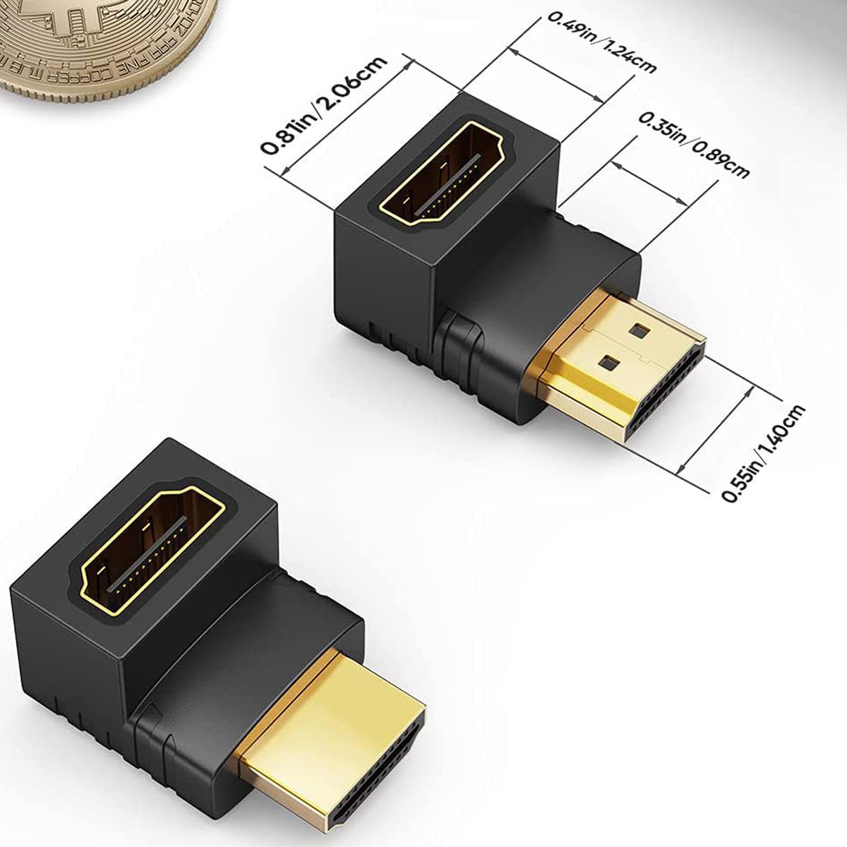 90 & 270 Degree Upward Angle Adapter Compatible with HDMI, Male to Female L Shape Flat Extender for Wall TV, Roku, PS5, Fire Stick, Chromecast, Switch, Laptop, Xbox, PC