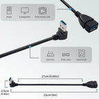 USB 3.0 Extension Cable Male to Female 90 Degree Up Down Angle 23cm 5Gbps SuperSpeed for PC Laptop Hard Drive Keyboard Mouse USB Hub