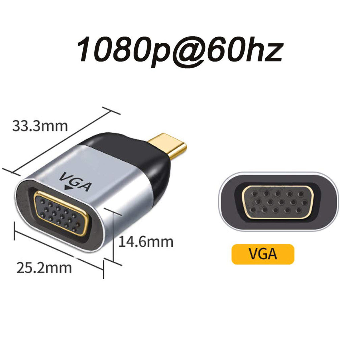 USB C to VGA Adapter 1080P 60Hz Type C to VGA Female Converter Cable Free for MacBook Pro Surface Pro Dell XPS Chromebook Pixel Samsung Galaxy Laptop PC