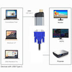 USB C to VGA Adapter 1080P 60Hz Type C to VGA Female Converter Cable Free for MacBook Pro Surface Pro Dell XPS Chromebook Pixel Samsung Galaxy Laptop PC