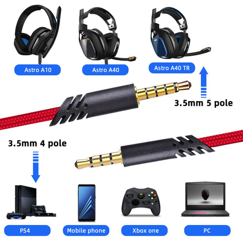 2M Replacement Audio Cable with Volume Control Compatible with Astro A10 A40 TR Gaming Headset PS4 Xbox One PC Aux Cord 6.5ft Black