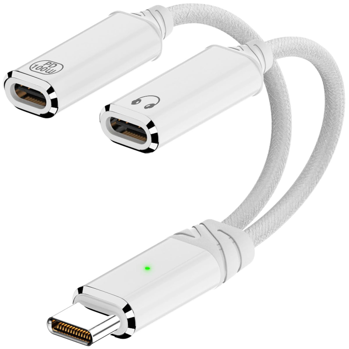 USB C Splitter 2 in 1 Dual USB C Adapter Cable 100W PD Fast Charging for USB C Headphone Flash Drive iPhone 16 15 iPad Samsung Galaxy Google Pixel