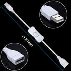 USB Extension Cable with On Off Switch Inline Rocker Power Adapter 22AWG for LED Desk Lamp Fan Drive Recorder
