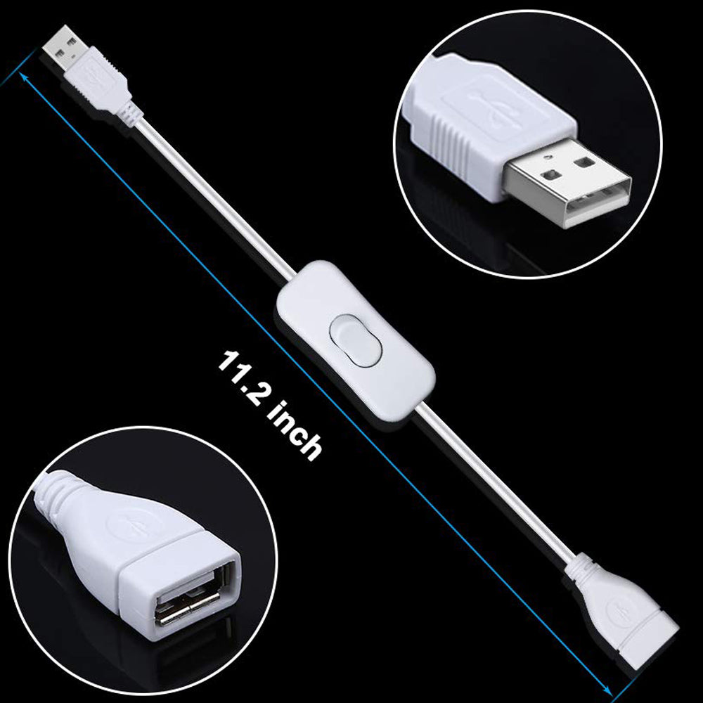 USB Extension Cable with On Off Switch Inline Rocker Power Adapter 22AWG for LED Desk Lamp Fan Drive Recorder