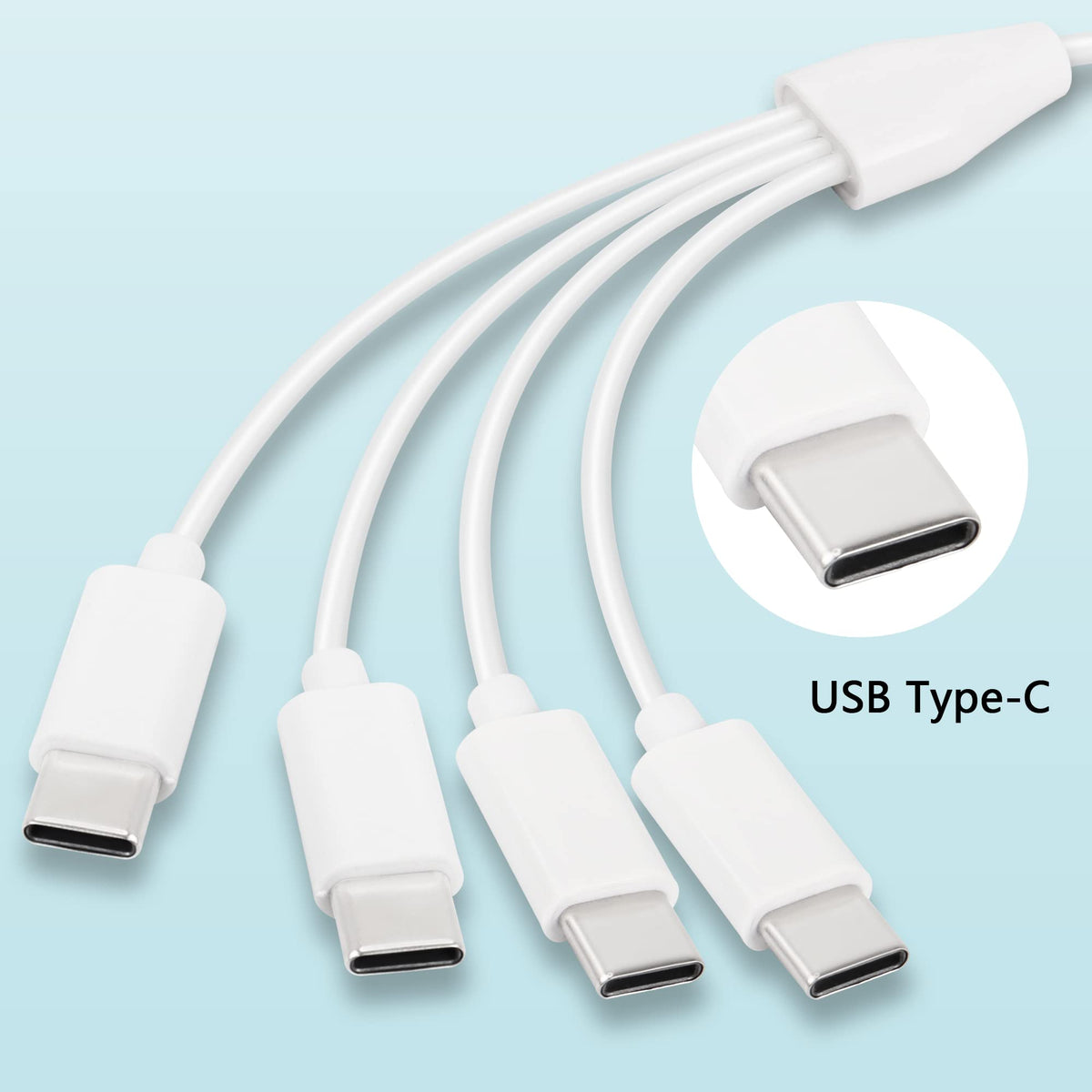 USB A Male to 4 USB C Male Charging Cable 4 in 1 Multi Device Splitter Cord 50cm 100cm 200cm Black White for USB C Phones