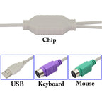 USB to Dual PS2 Adapter Cable USB Male to 2 PS 2 Female Y Splitter Active Converter for PS2 Keyboard and Mouse on Modern PC Laptop Windows Linux 30cm