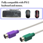 USB to Dual PS2 Adapter Cable USB Male to 2 PS 2 Female Y Splitter Active Converter for PS2 Keyboard and Mouse on Modern PC Laptop Windows Linux 30cm