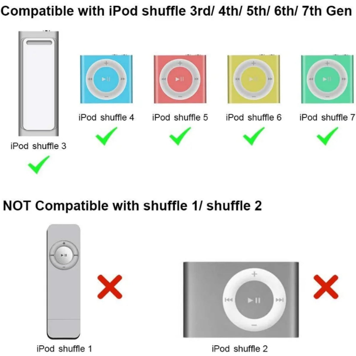 3.5mm to USB Charger & Sync Cable for iPod Shuffle – Compatible with 3rd, 4th, 5th, 6th & 7th Generation, Replacement Data Cord