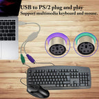 USB to Dual PS2 Adapter Cable USB Male to 2 PS 2 Female Y Splitter Active Converter for PS2 Keyboard and Mouse on Modern PC Laptop Windows Linux 30cm