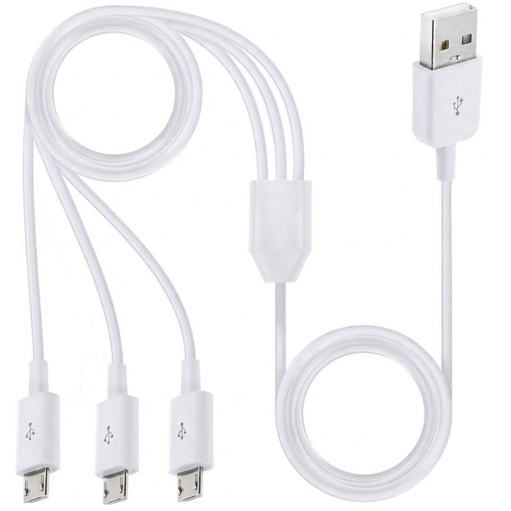 1 to 3 Micro USB Charging Splitter USB A to 3X Micro USB Multi Charger Cord 1 Port Data Sync 2 Port Charge Only for Earbuds Speaker Power Bank Android Phone