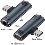 USB C to 3.5mm Headphone Adapter with 100W PD Charging DAC Audio TRRS Mic USB C Charger Port for iPhone 16 15 Galaxy Pixel iPad