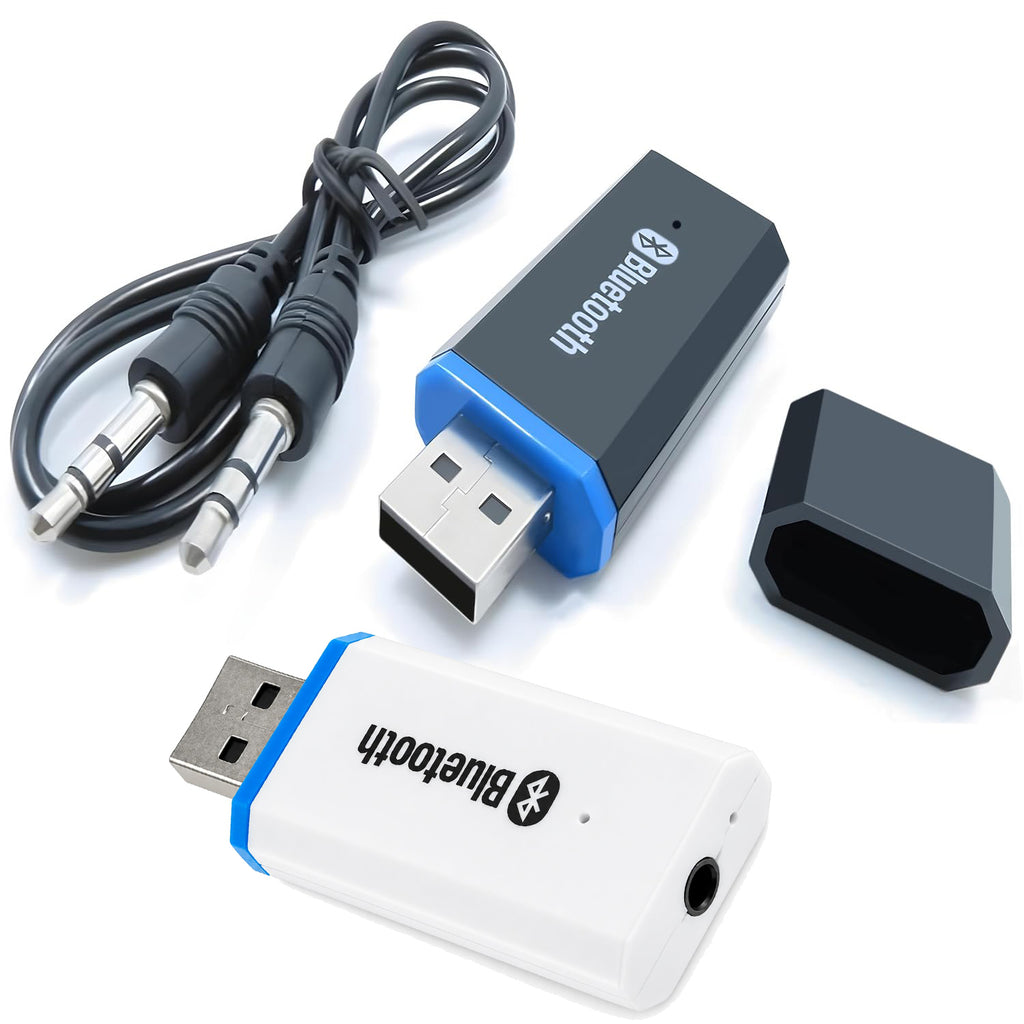 USB Bluetooth Audio Receiver Adapter Wireless 3.5mm AUX Dongle Music Receiver with 3.5mm Cable for Car Stereo Home Speaker Sound System iPhone iPad