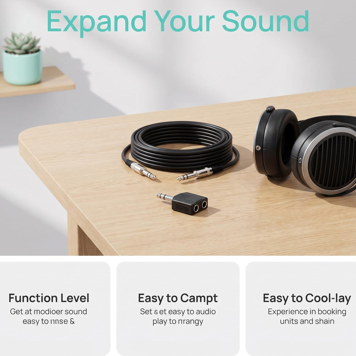 6.35mm to Dual 6.35mm Splitter 1/4 Inch TRS Male to Dual Female Stereo Audio Adapter 6.5mm Headphone Y Jack for Mixer Amplifier Speaker Guitar Piano