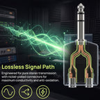 6.35mm to Dual 6.35mm Splitter 1/4 Inch TRS Male to Dual Female Stereo Audio Adapter 6.5mm Headphone Y Jack for Mixer Amplifier Speaker Guitar Piano