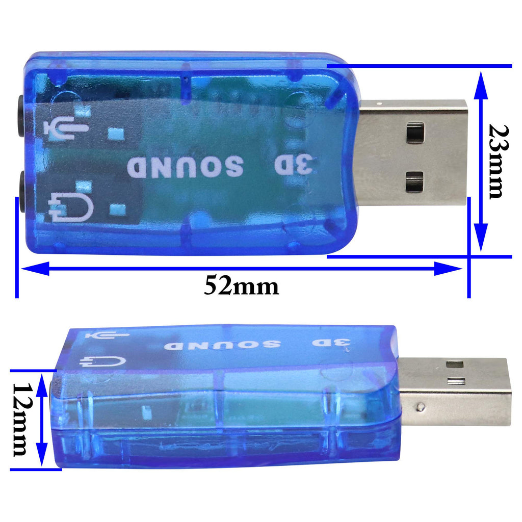 USB Sound Card Adapter, USB to 3.5mm Headphone & Microphone Jack, 5.1 Channel Stereo, Plug & Play, Raspberry Pi, Windows, Mac, Linux, PS4, PC