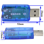 USB Sound Card Adapter, USB to 3.5mm Headphone & Microphone Jack, 5.1 Channel Stereo, Plug & Play, Raspberry Pi, Windows, Mac, Linux, PS4, PC